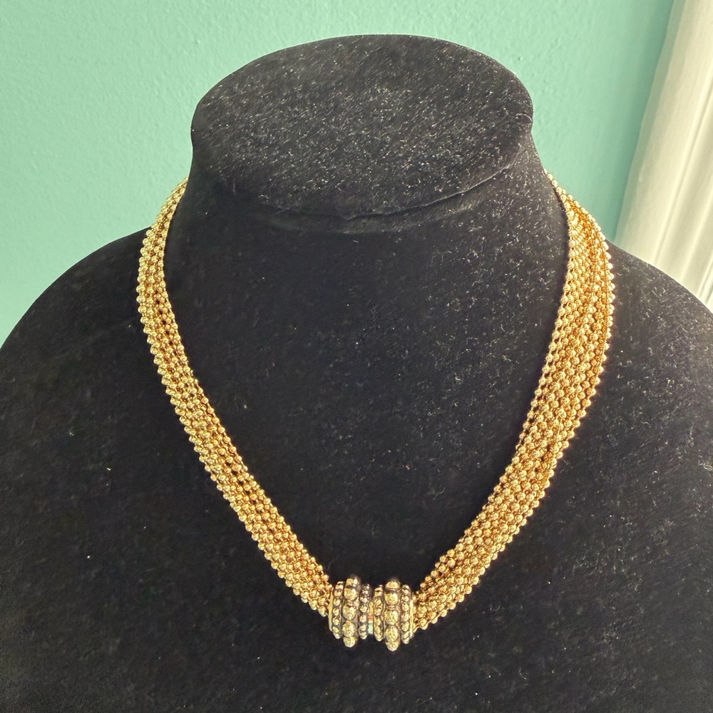 Vintage Joseph Esposito Stocko Matte GoldTone Multi-Chain Torsade Necklace - Picture 2 of 7
